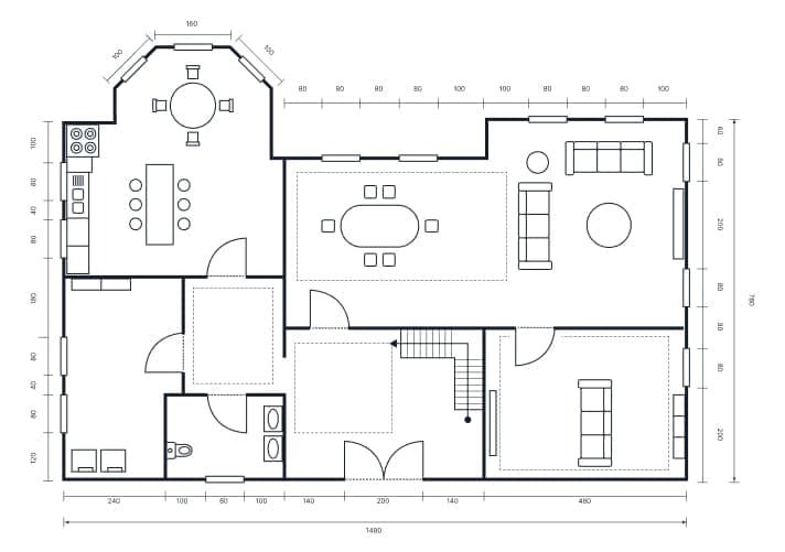 2 BHK floor plan