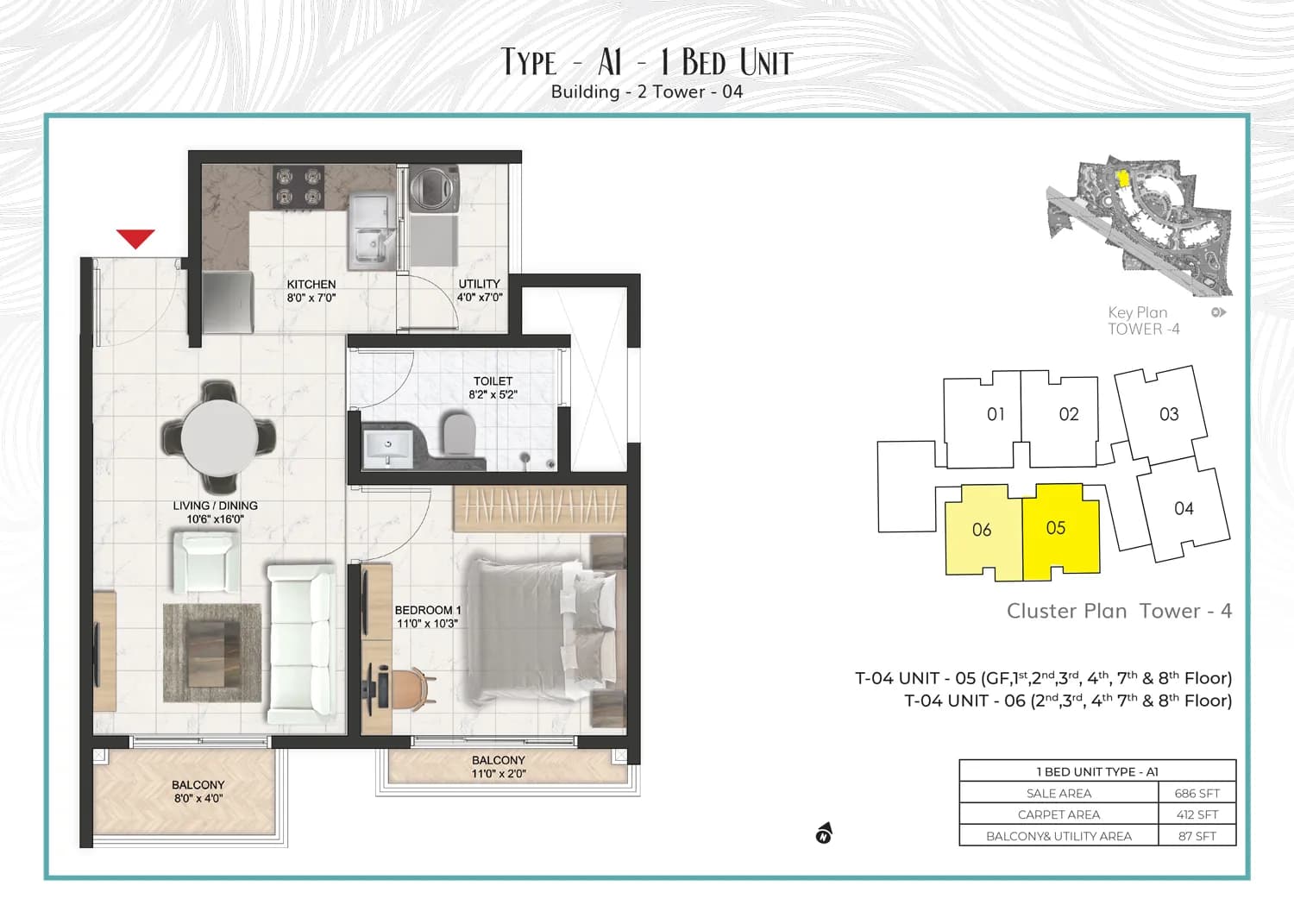 1 BHK floor plan